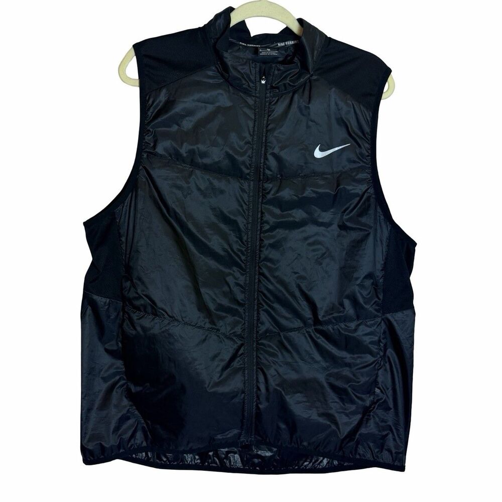 Nike Mens XL Black Aeroloft Polyfill Full-Zip Running Puffer Vest Full Zip